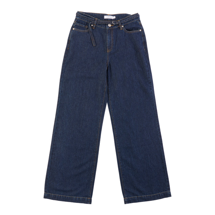 mySTYLE Women's Oxford Wide Belted Denim Pants