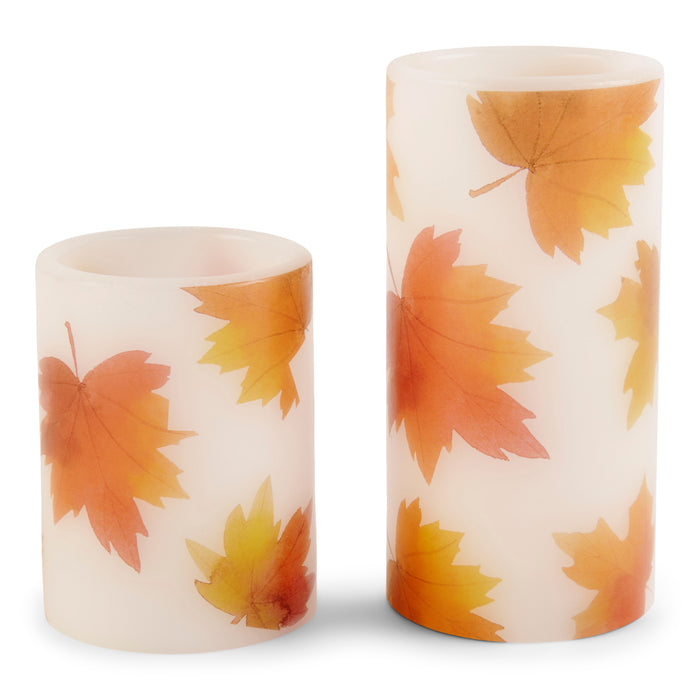 Bougies cylindriques avec feuille  à DEL HomeStyles, emb. de 2