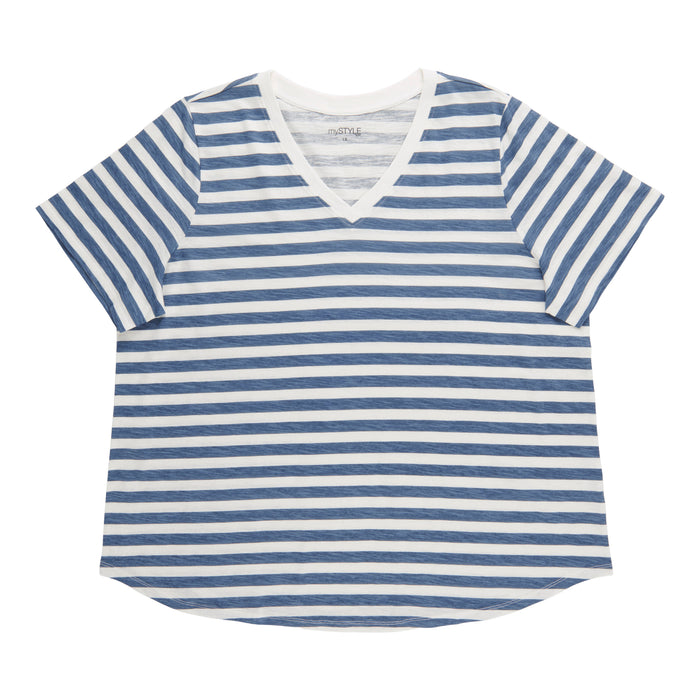 mySTYLE Women's Plus V-Neck Short Sleeve Top