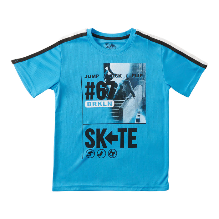 T-shirt imprimé à manches courtes en filet pour garçons