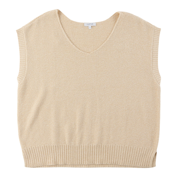 mySTYLE Women's Plus Short Sleeve Textured Sweater