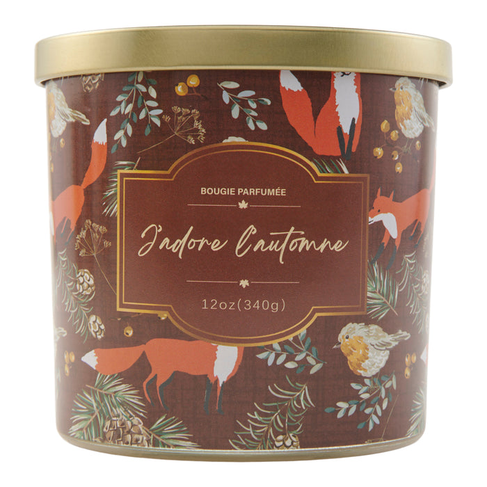 Bougie en pot à motif d'automne HomeStyles, 12 oz