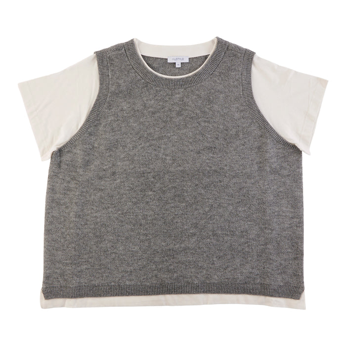 Gilet chandail deux‑en‑un à manches courtes taille plus mySTYLE pour femmes