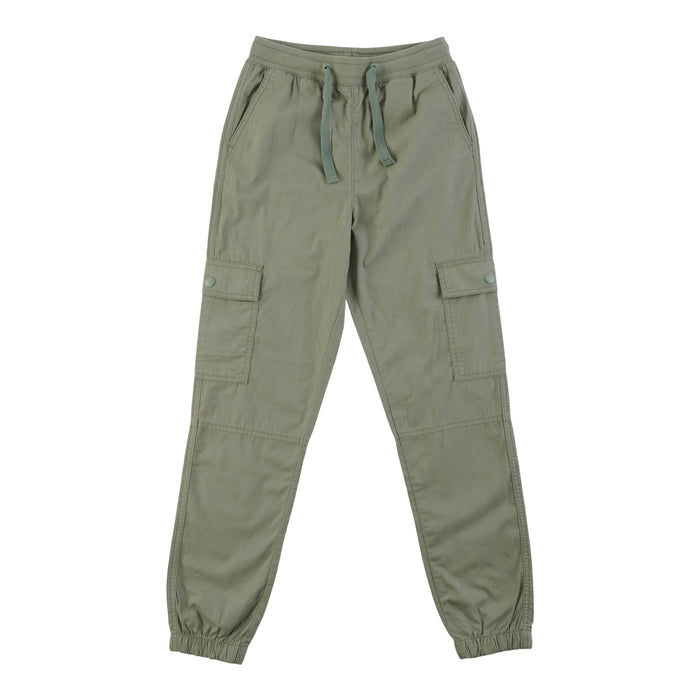 Pantalon cargo de couleur unie en popeline avec cordon de serrage pour filles