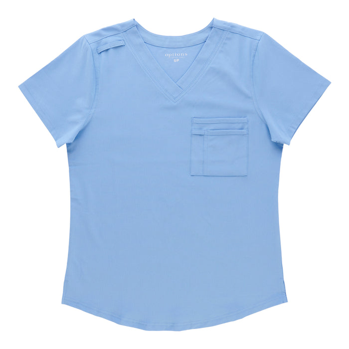 Haut d’uniforme médical à col en V de couleur unie Options pour femmes