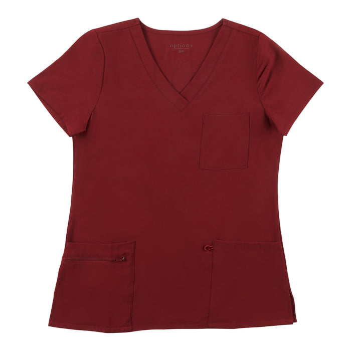 Haut d’uniforme médical texturé à col en V de couleur unie Options pour femmes