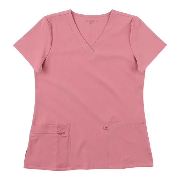 Haut d’uniforme médical texturé à manches courtes de couleur unie Options pour femmes
