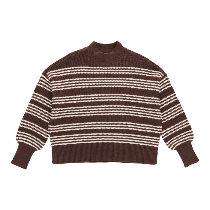 mySTYLE Women's Lock Mock Neck Striped Sweater