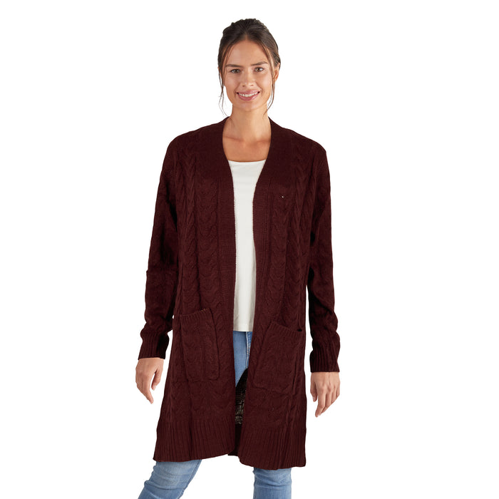 Women's Open Front Cable Knit Cardigan