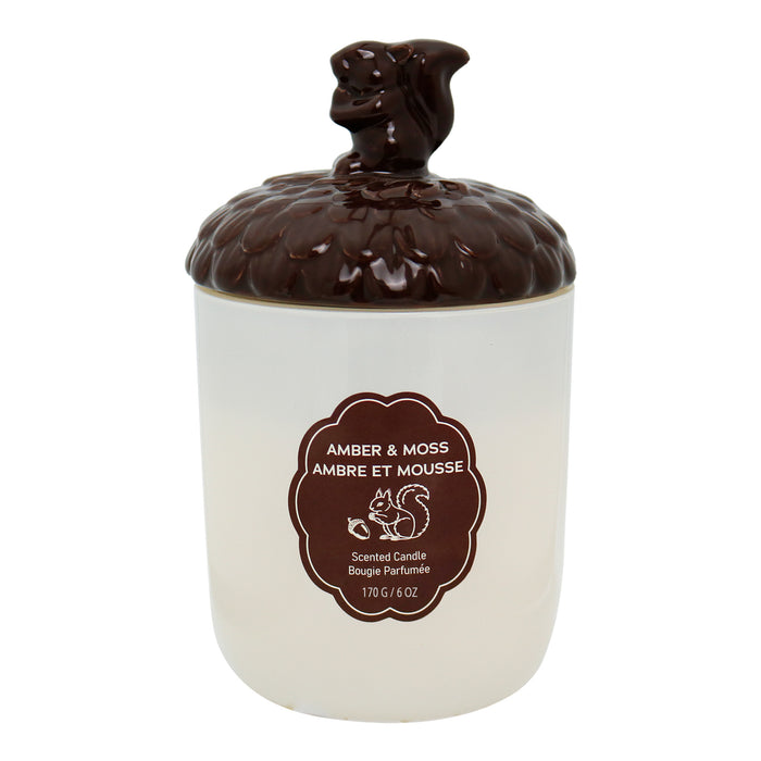 Bougie dans un pot en céramique à motif de noisette, 6 oz