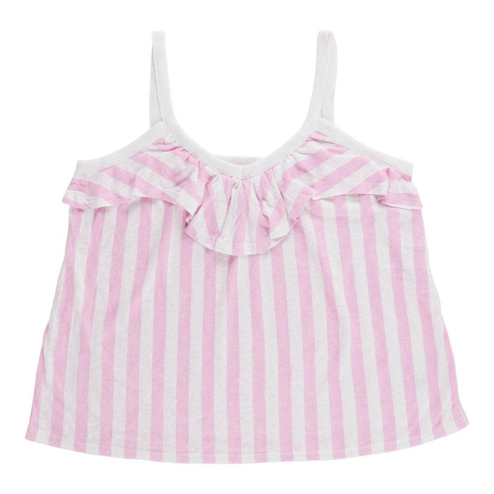 Camisole en lin imprimé à volants pour femmes, assortie