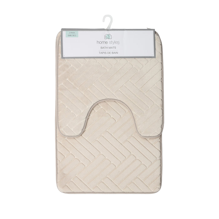 Tapis de bain en mousse avec motif géométrique HomeStyles – 2 pièces