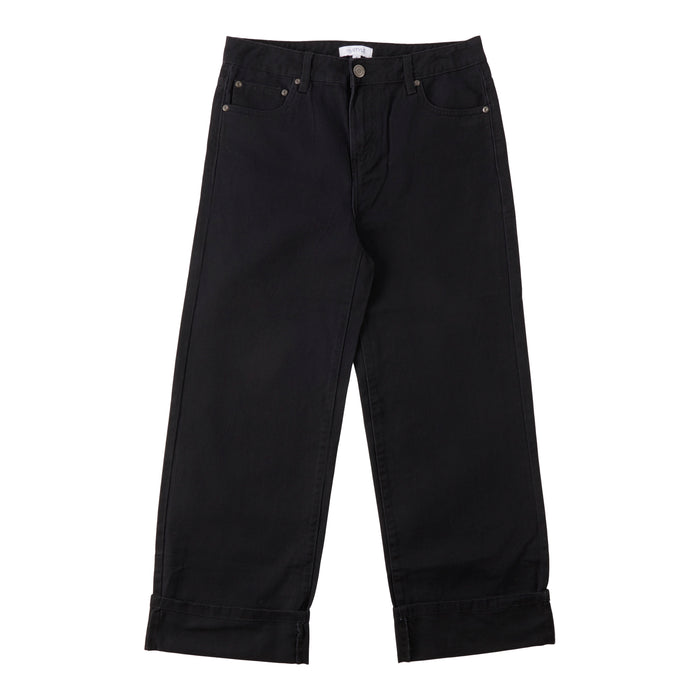 Pantalon de jogging en denim à jambe large avec revers Zone neutre mySTYLE pour femmes
