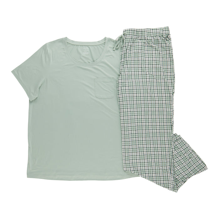Carisma Women's Plus Scooped Short Sleeve PJ Set, 2-Piece