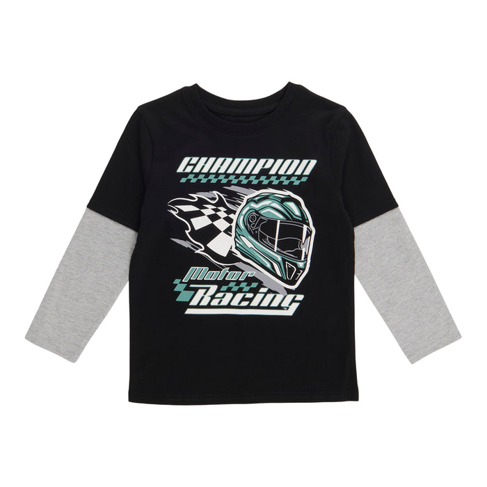 MONKEY BARS Toddler Boys' Varsity Printed Long Sleeve Fooler T-Shirt