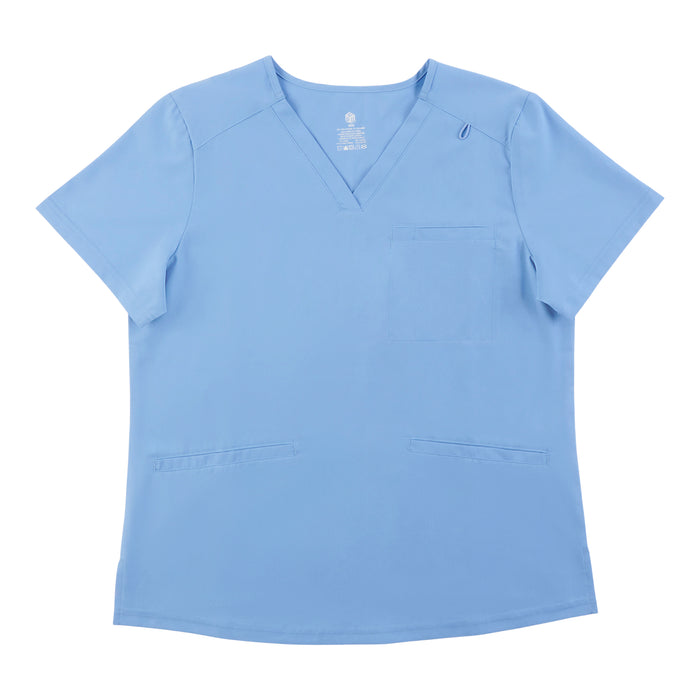 Haut d’uniforme médical à col en V de couleur unie pour femmes