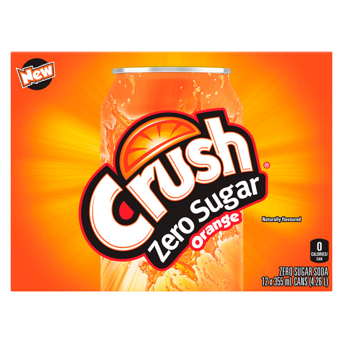 Crush Boisson Gazeuse Zéro Sucre Orange, emb. de 12, 355 ml