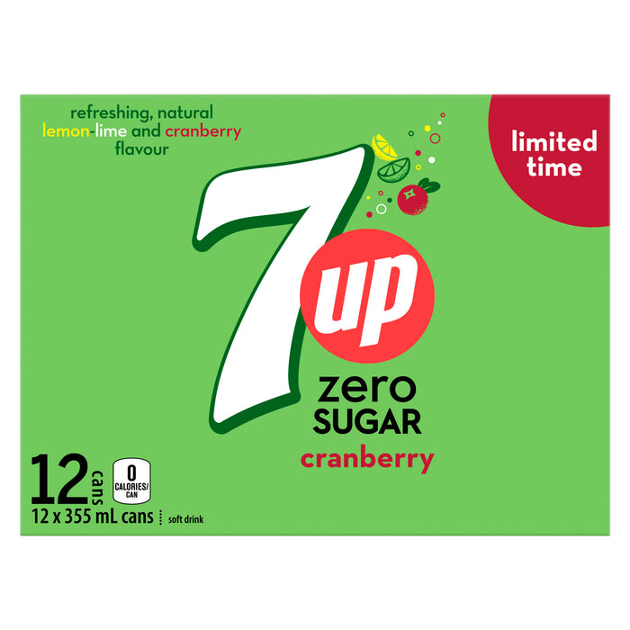 7 Up Zéro Sucre Canneberge, emb. de 12