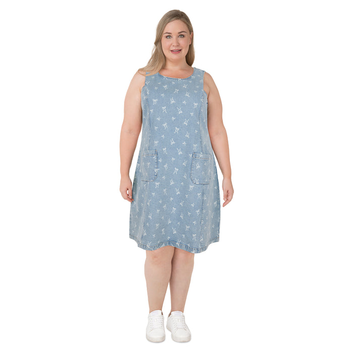 mySTYLE Women's Plus Printed Denim Dress