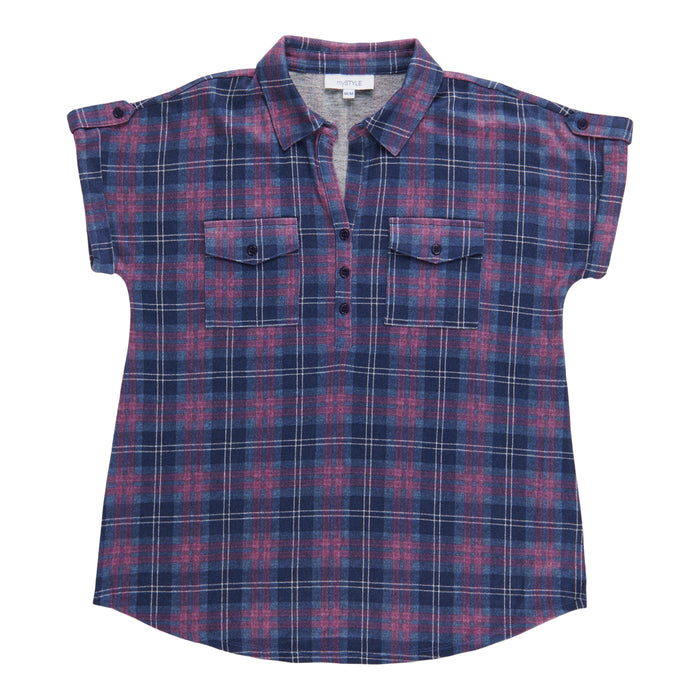 mySTYLE Women's Short Sleeve Collared Top