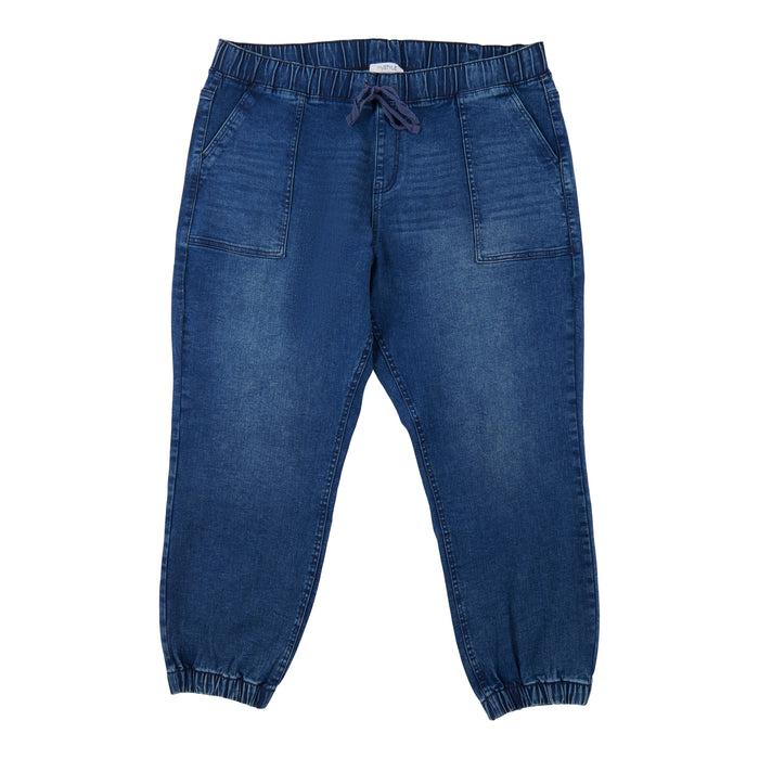 mySTYLE Women's Plus Oxford Denim Joggers