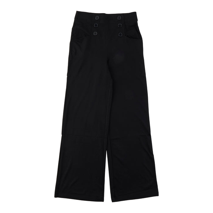Pantalon taille haute boutonné à l'avant à jambe large pour femmes
