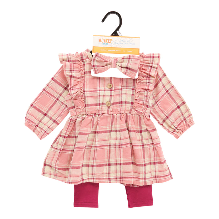 MONKEY BARS Infant Girls' Autumn Flair Long Sleeve Dress Set, 3-Piece, 3-24 Month