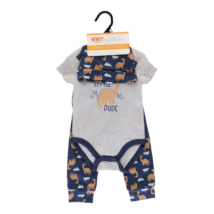 MONKEY BARS Infant Boys' Varsity Short Sleeve Onesie Set, 3-Piece, 3-9 Month