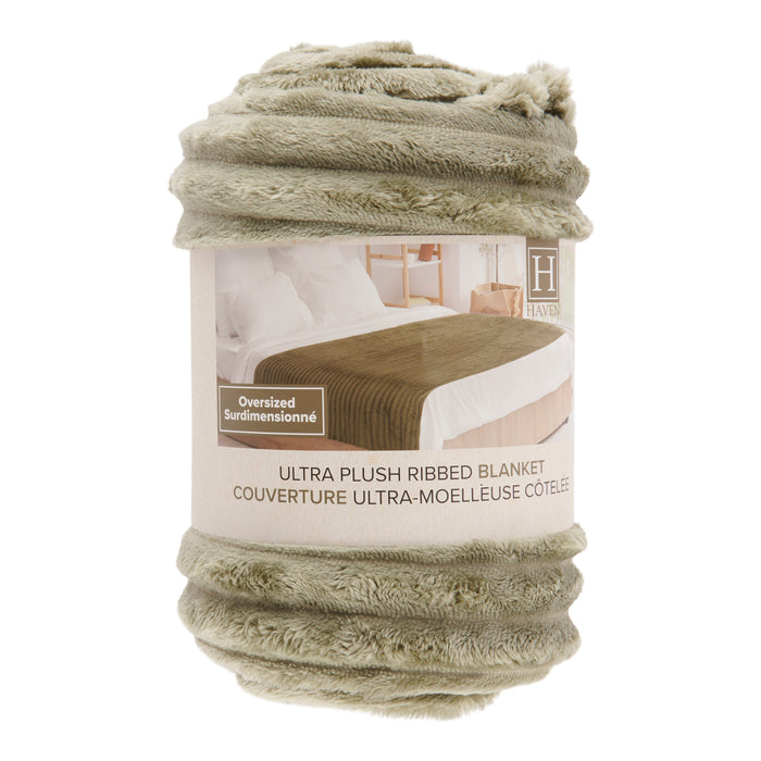 Couverture côtelée en peluche, 90 po x 90 po
