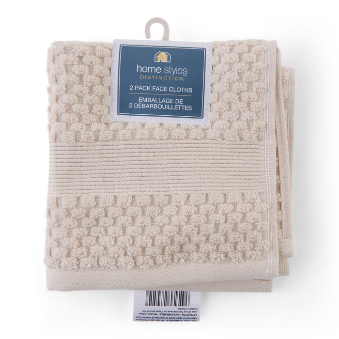 HomeStyles Textured Facecloths, 13-in x 13-in, 2 Pack