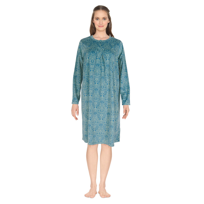 Carisma Women's Full-Length Velour Henley Nightgown