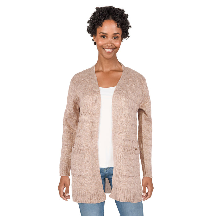 Women's Cable Knit Open Front Cardigan