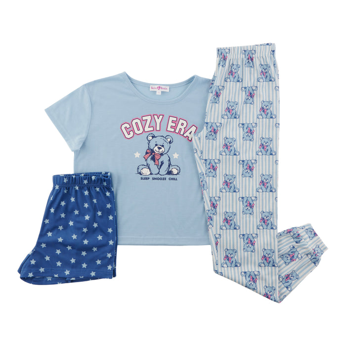 Ensemble de pyjama imprimé à manches courtes BELLA & BIRDIE pour filles, anglais, 3 pièces