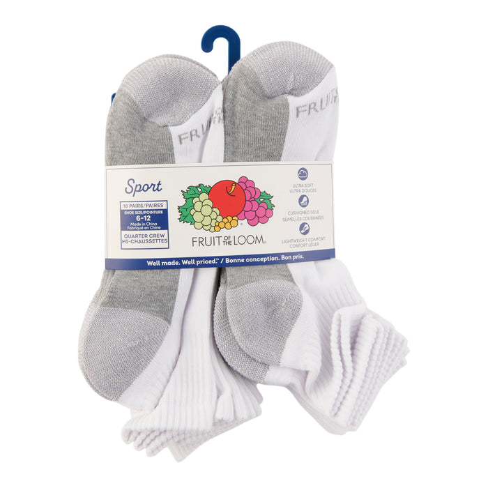 Mi-chaussettes assorties Fruit of the Loom pour hommes, emb. de 10 paires
