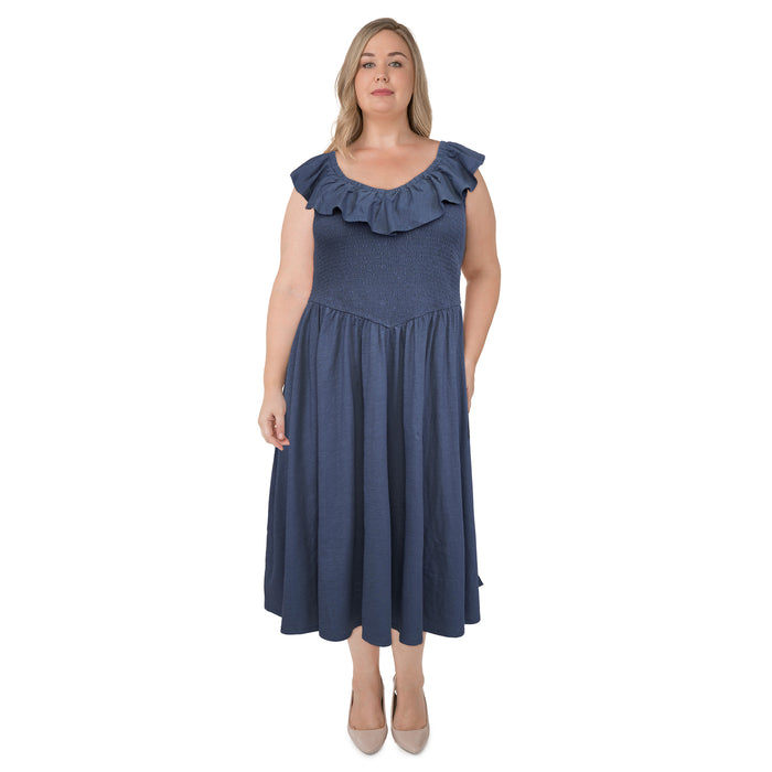 Robe midi à smocks taille plus mySTYLE pour femmes