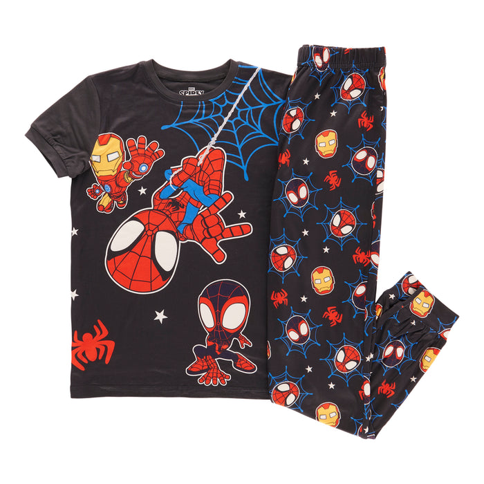 Ensemble de pyjama imprimé à manches courtes Marvel sous licence pour garçons, 2 pièces