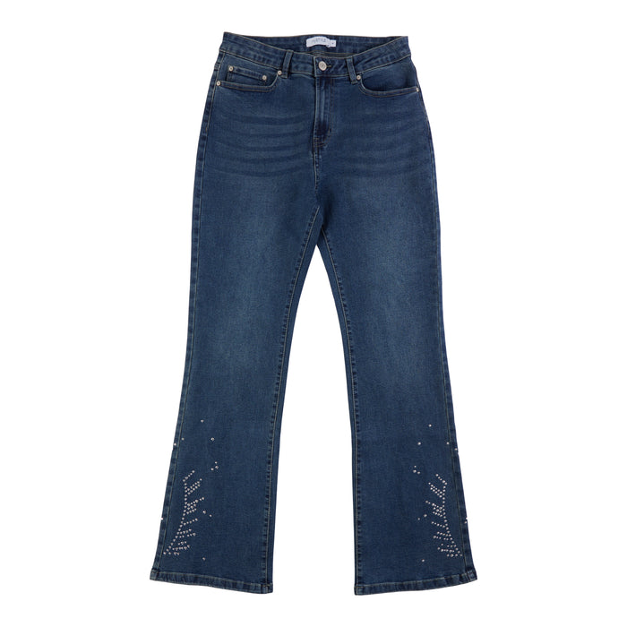 Pantalon en denim clouté à jambe évasée Moisson mySTYLE pour femmes
