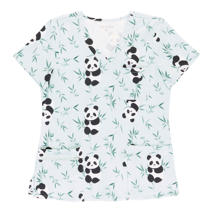 Options Women's Printed Textured V-Neck Scrub Top