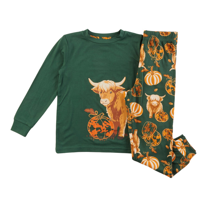 Ensemble de pyjama imprimé automnal à manches longues MONKEY BARS pour tout-petits, assortiment familial, 2 pièces