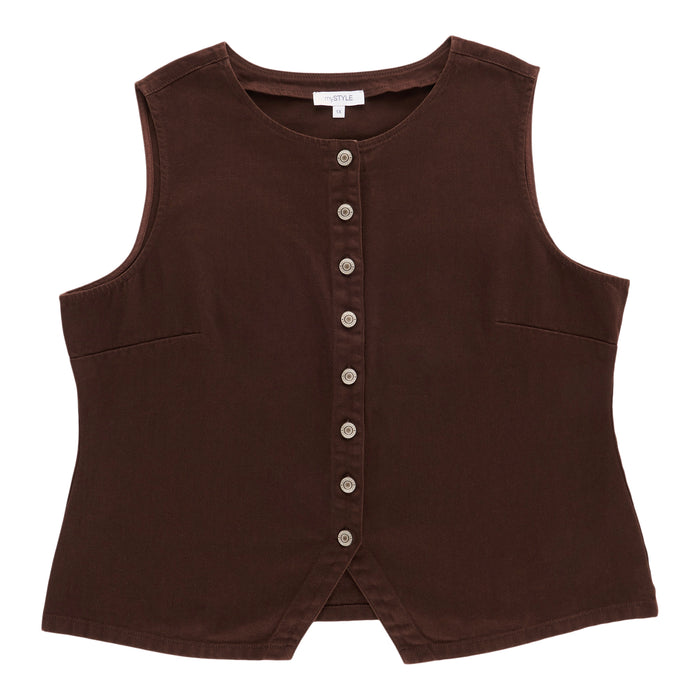 mySTYLE Women's Plus Denim Vest