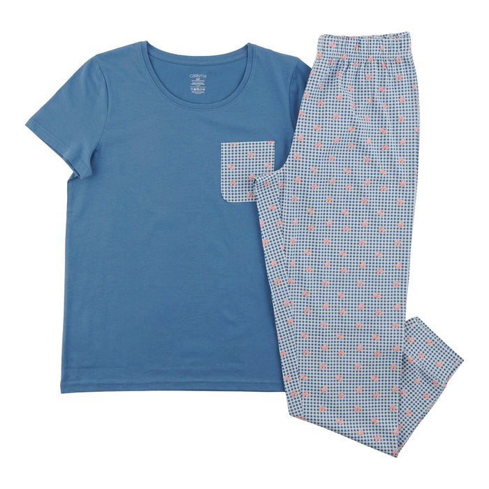 Pyjama en coton avec haut à manches courtes et pantalon de style jogging Carisma pour femmes, 2 pièces
