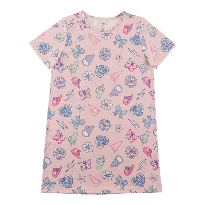 BELLA & BIRDIE Girls' Printed Short Sleeve Sleepshirt