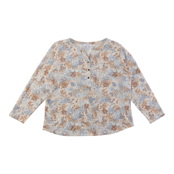 mySTYLE Women's Plus Printed Waffle Knit Top