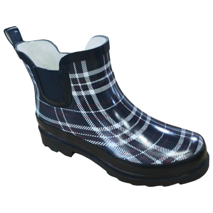 mySTYLE Women's Plaid Ankle Rain Boots