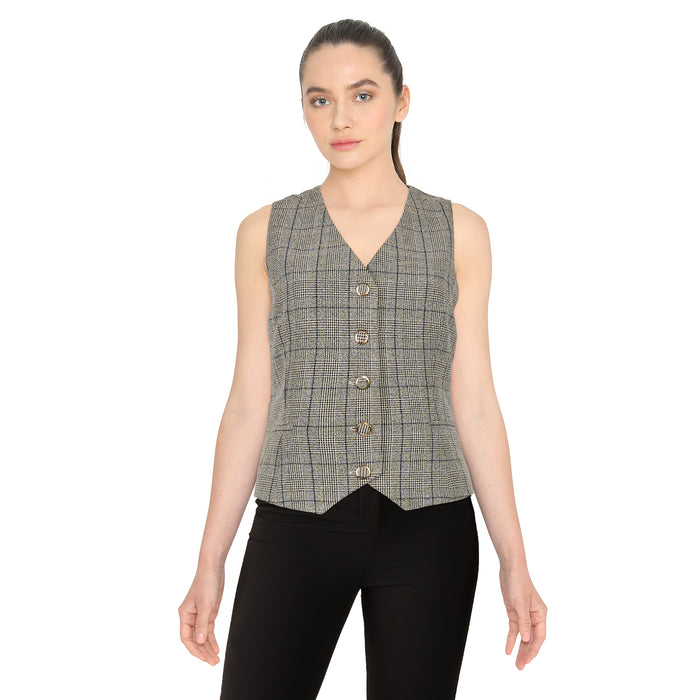 lily morgan Women's Plaid Button Front Vest