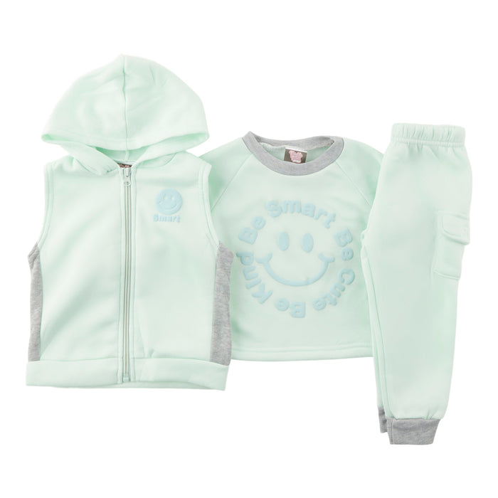 Infant Girls' Long Sleeve Printed Fleece Set, 3-Piece, 12-24 Month