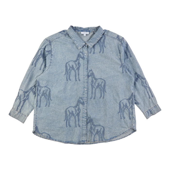 mySTYLE Women's Horse Denim Shirt