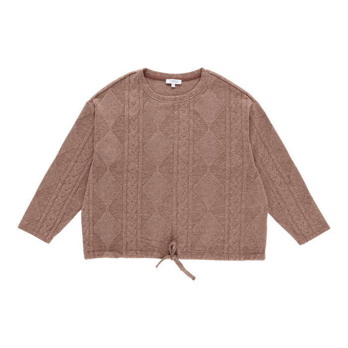 mySTYLE Women's Plus Cable Knit Top with Drawstring