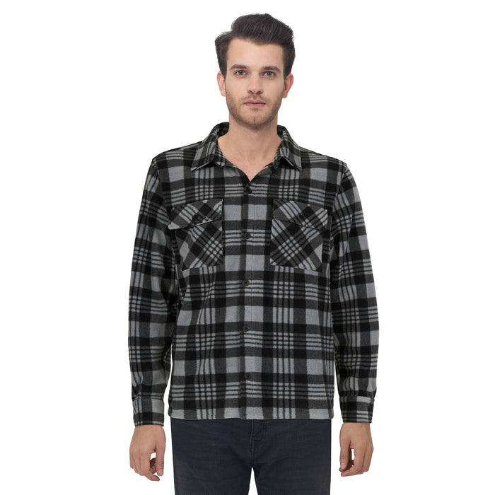 Chemise à carreaux et à manches longues en tissu micropolaire pour hommes