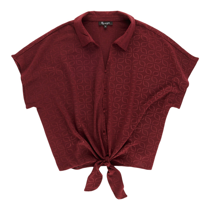 lily morgan Women's Plus Embossed Airflow Blouse